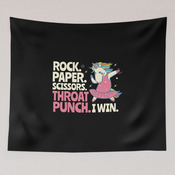 Item preview, Rock Paper Scissors Throat Punch I Win Dancing Pink Unicorn Joke Quote designed and sold by alenaz.