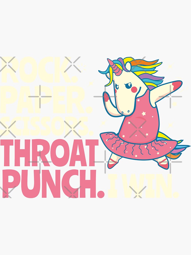 Rock Paper Scissors Throat Punch I Win Unicorn Dancing T-Shirt