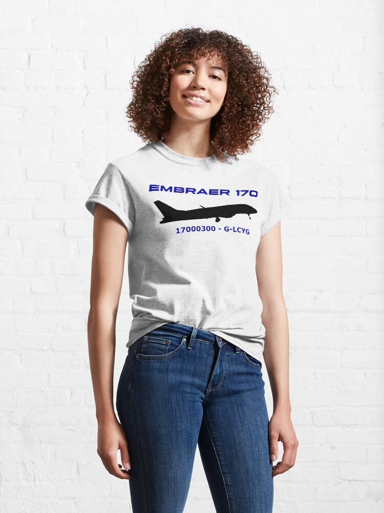 Alternate view of Embraer 170 17000300 G-LCYG (Black Print) Classic T-Shirt