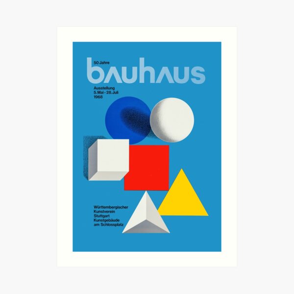 "Bauhaus 50 years of Bauhaus exhibition poster by Herbert Bayer (1968)" Art Print for Sale by