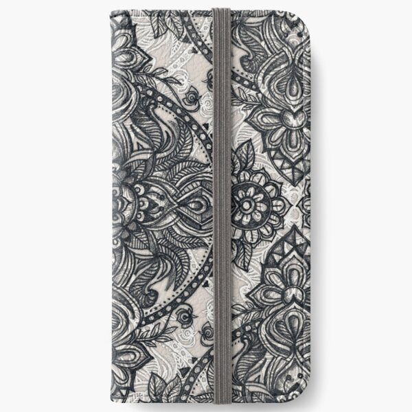 Charcoal Lace Pencil Doodle iPhone Wallet