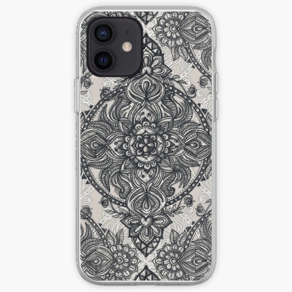 Charcoal Lace Pencil Doodle iPhone Soft Case