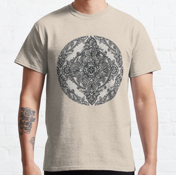 Charcoal Lace Pencil Doodle Classic T-Shirt