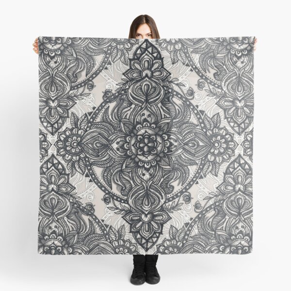 Charcoal Lace Pencil Doodle Scarf
