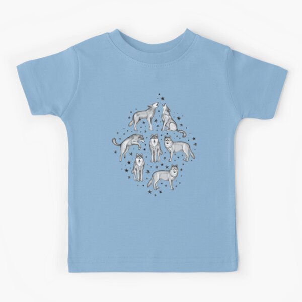 Wolves and Stars on White Kids T-Shirt