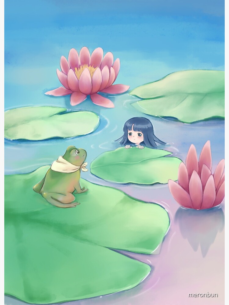 Frog On Lily Pad Art Board Print By Meronbun Redbubble