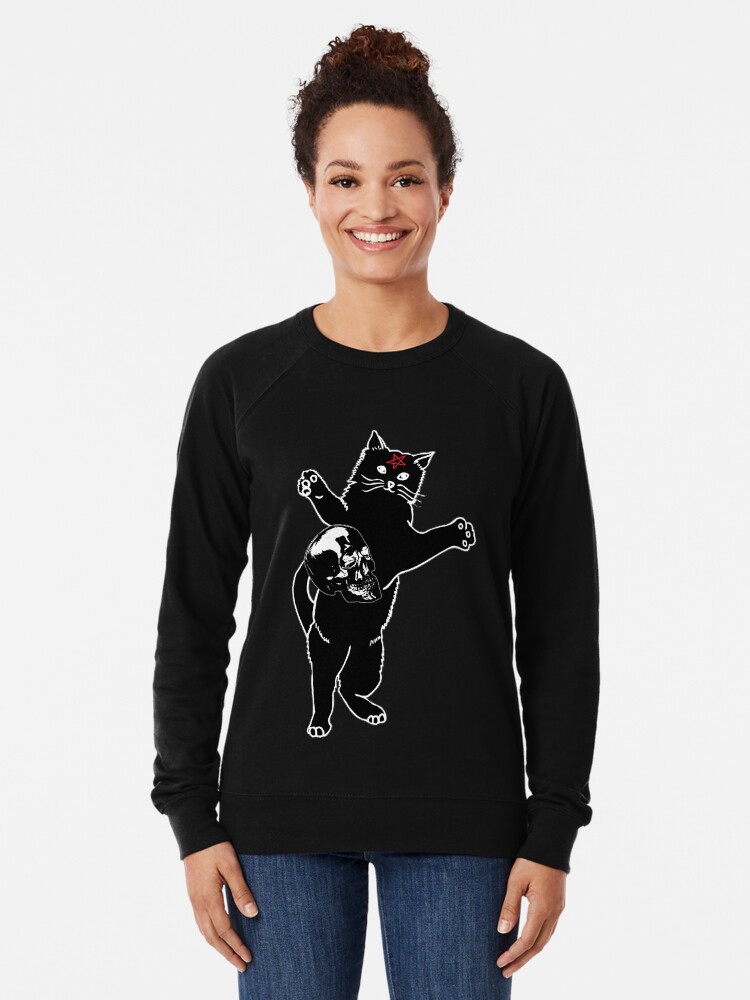 Hell Cat Lightweight Sweatshirt By Artpirate Redbubble