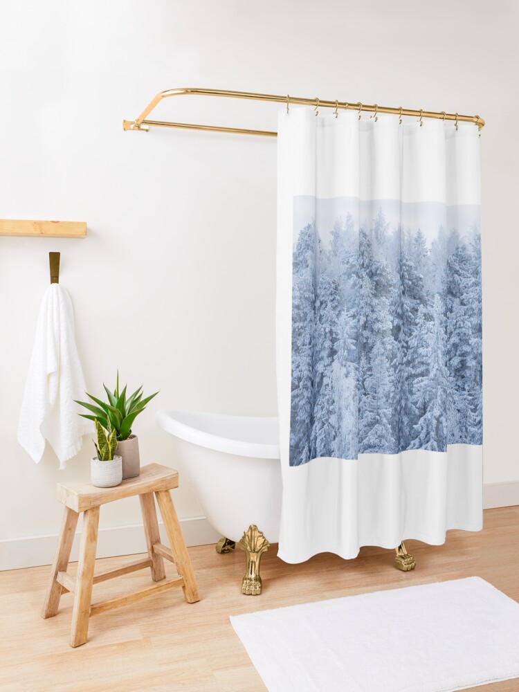 Alternate view of Trees covered in snow Shower Curtain