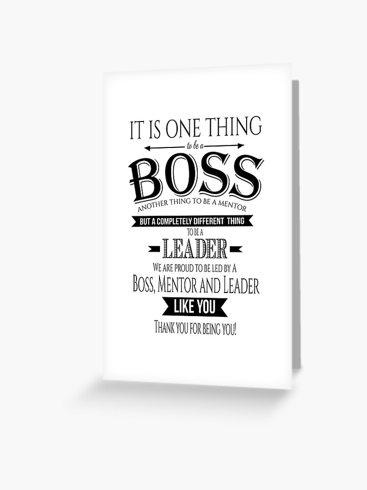 undgå hovedpine skræmmende one thing to be a boss, leader, Boss Appreciation Gift" Greeting Card for  Sale by TheArtyApples | Redbubble