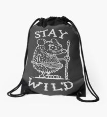 Stay Wild - White Drawstring Bag