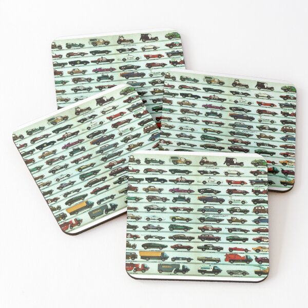 Vintage 1970 Hot Wheels Redline Poster Print Coasters (Set of 4)