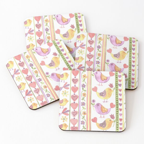 Item preview, Pastel Folk Bird Stripe designed and sold by Tiffany Budd.