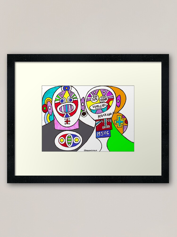 Alternate view of Visual C ++ couple (surreal drawing) Framed Art Print
