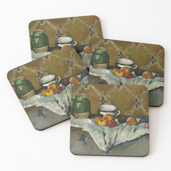 Item preview, Paul Cézanne - Still Life with Jar, Cup and Apples - Poterie, tasse et fruits sur une nappe blanche designed and sold by ArtExpression.