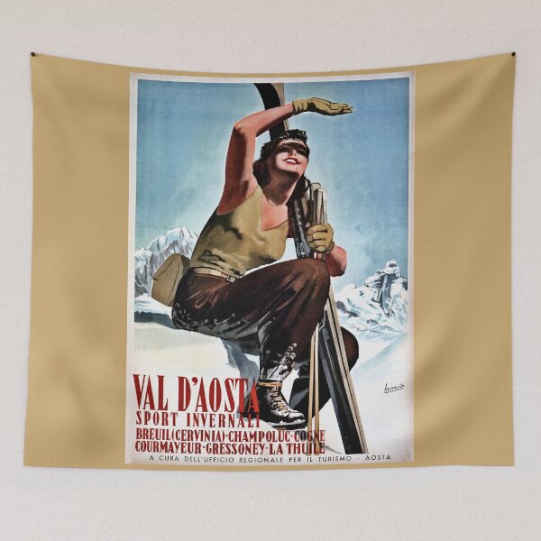 Item preview, Vintage Italian winter sports travel ad Aosta Valley designed and sold by aapshop.