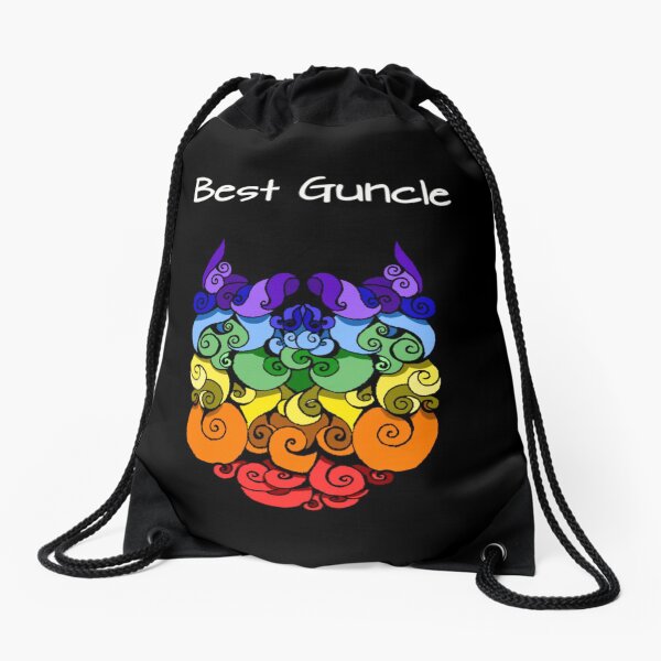 Best guncle, gay uncle rainbow pride beard Drawstring Bag