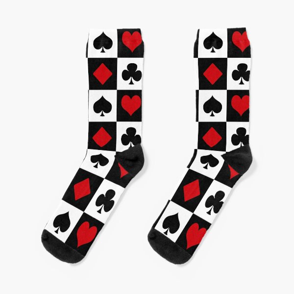 Men's Novelty Socks Crew Hearts Cards Poker Gambling Gift Dress Casual One  Size