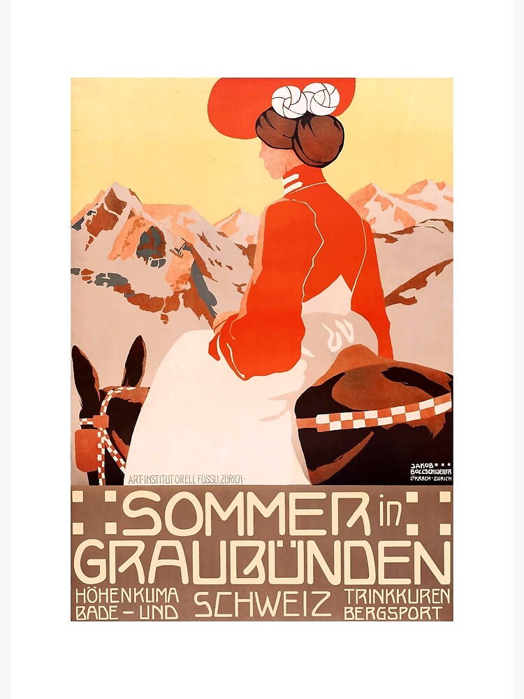 Disover 1905 SWITZERLAND Summer In Grisons Travel Poster Premium Matte Vertical Poster