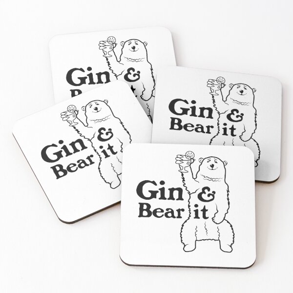 Item preview, A grizzly bear holding up a large glass of gin & tonic designed and sold by Gerald Waters.