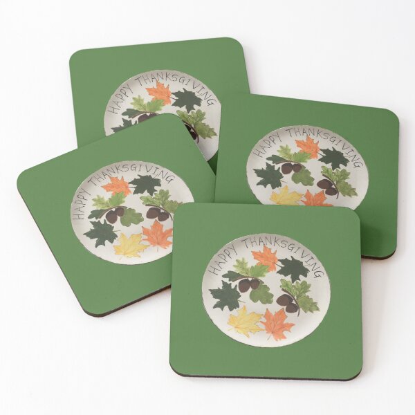 Item preview, Thanksgiving plate with autumn leaves and acorns designed and sold by designInk.