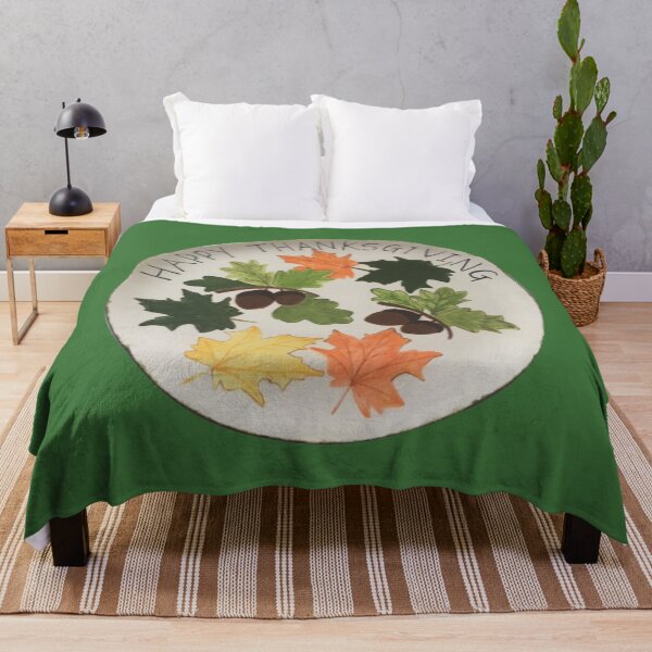 Item preview, Thanksgiving plate with autumn leaves and acorns designed and sold by designInk.