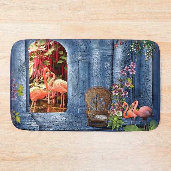 Item preview, Vintage Blue Marble Tropical flamingos  designed and sold by NadineMay.