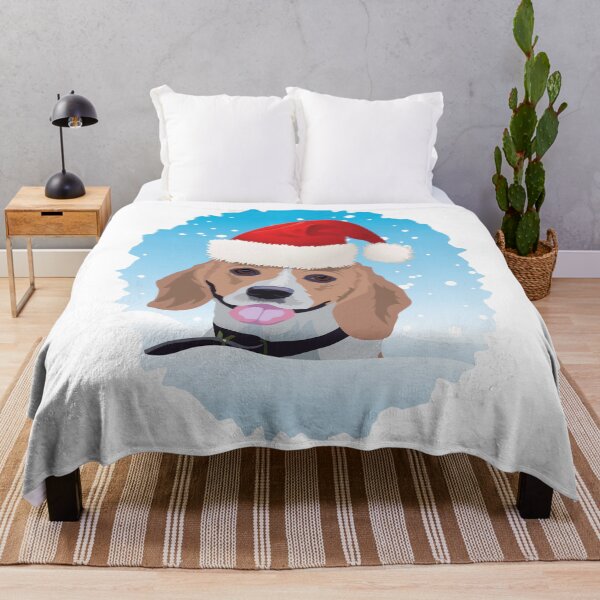 Item preview, A Beagle dog wearing a Santa hat set in a snowy Christmas scene designed and sold by Gerald Waters.