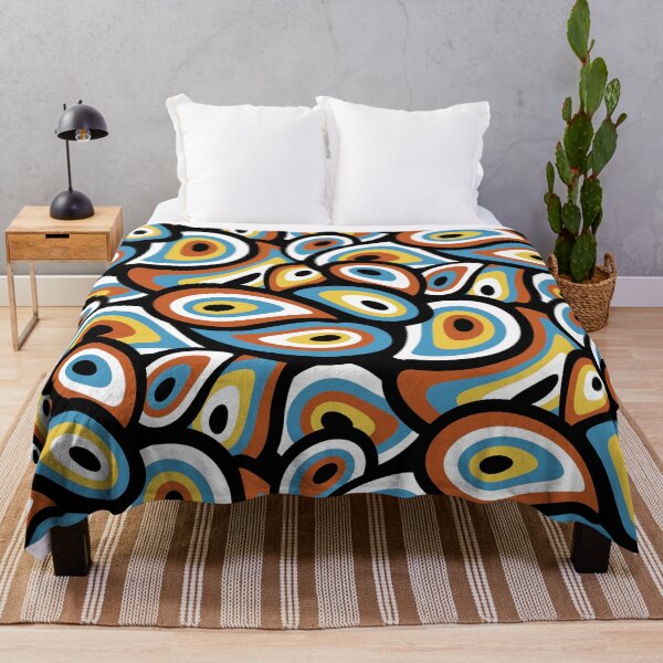 Item preview, Mid Century Modern Paisley - Country Red, Yellow, Blue, Black and White designed and sold by Elsy's Art.