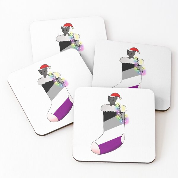 Item preview, cat in christmas asexual pride stocking designed and sold by tufta007.