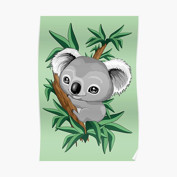 Koala Baby on the Eucalypt Branch Poster