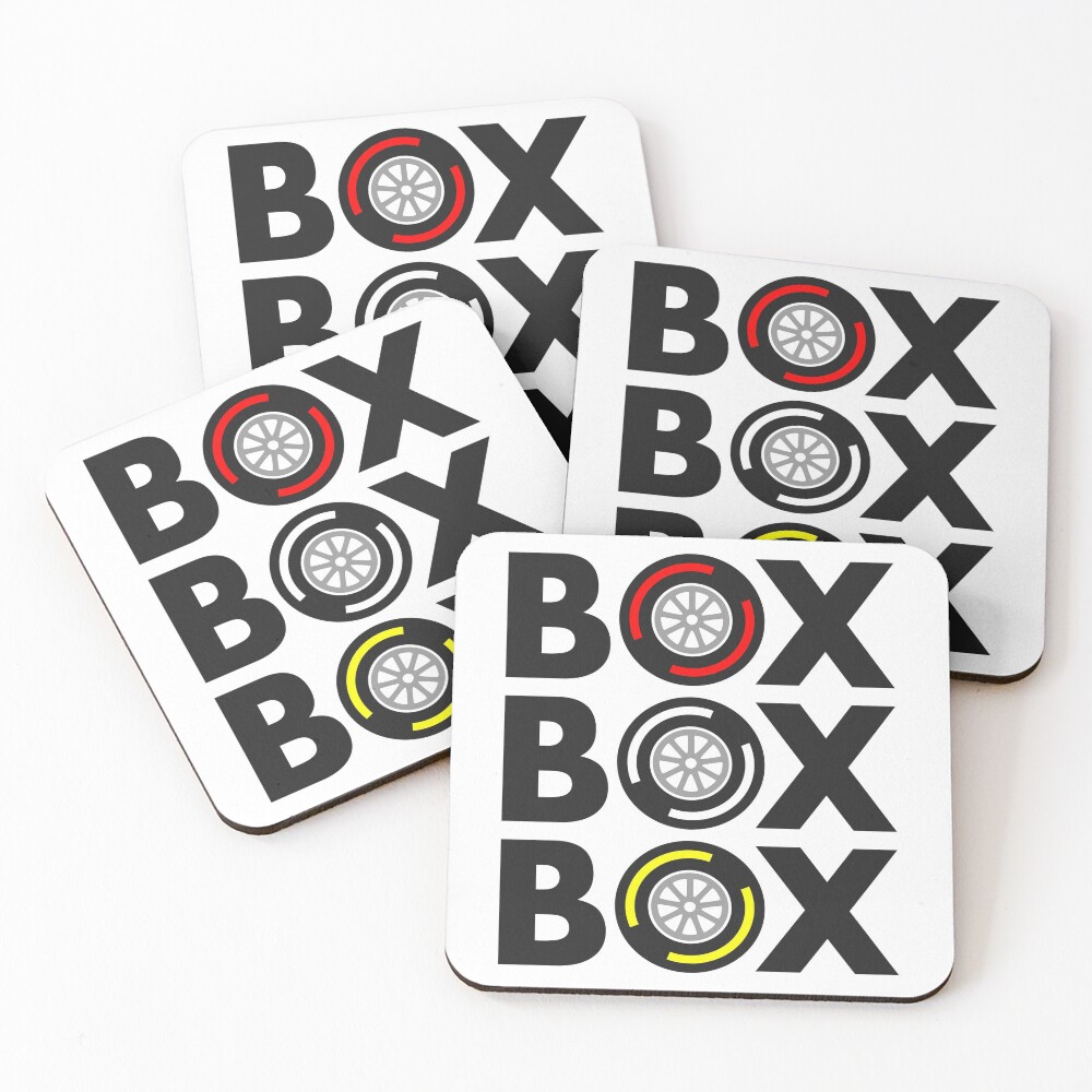 "Box Box Box" F1 Tyre Compound Design Coasters (Set of 4)