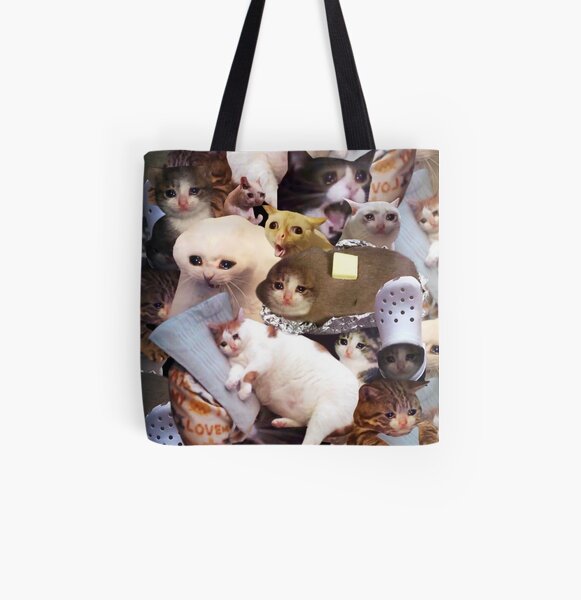 Crying Cat Memes All Over Print Tote Bag