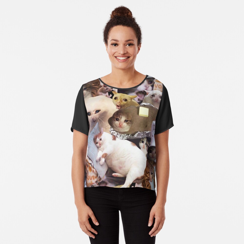  Quaso Cat Meme for Women Vintage Croissant Cat Meme Premium T- Shirt : Clothing, Shoes & Jewelry