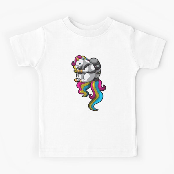 Colorful Chubby Unicorn on a Jetpack T-Shirt Rainbow Glitter Tee Shirt