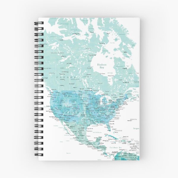 Item preview, Aquamarine blue map of North America in watercolor designed and sold by blursbyai.