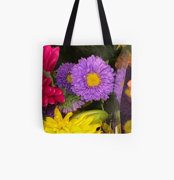 Purple flowers All Over Print Tote Bag