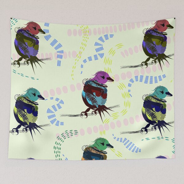 Item preview, Colorful abstract drawing of bird designed and sold by Dilyana Rumenova - Shantabella.