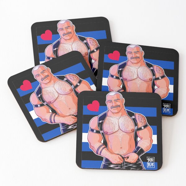 DADDY LIKES LEATHER - LEATHER PRIDE FLAG Coasters (Set of 4)