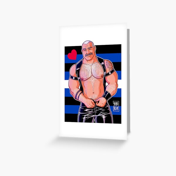 DADDY LIKES LEATHER - LEATHER PRIDE FLAG Greeting Card