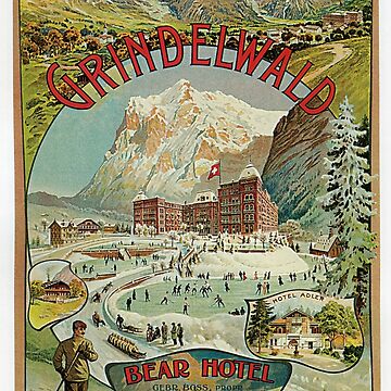 Poster Voyage Curling Grindelwald Suisse Montagne Art Mural