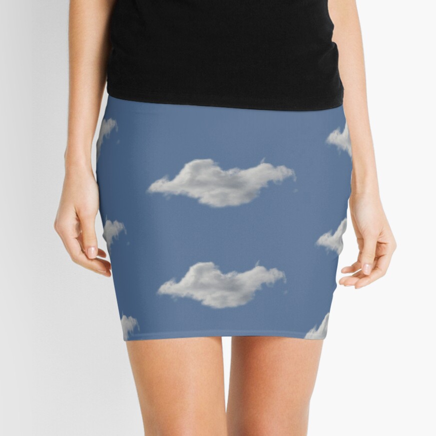 Blue Sky, Single Cloud Pattern Mini Skirt