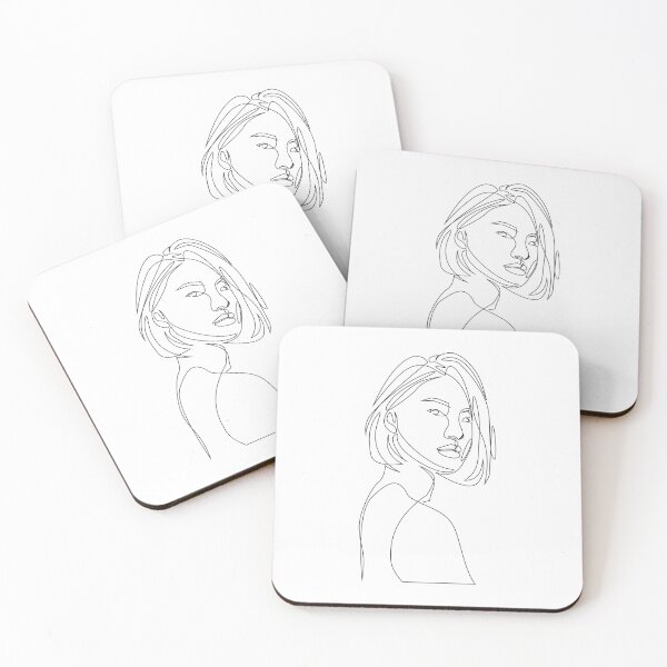 Item preview, Arte de línea minimalista de mujer de pelo corto designed and sold by ClassicKatsara.
