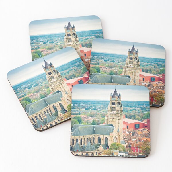 Item preview, Bruges cityscape with St. Sauveur cathedral, Belgium designed and sold by ArtMarie.