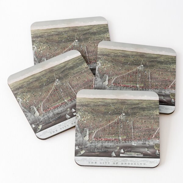 Item preview, Brooklyn map Birds Eye View vintage 1879 designed and sold by Glimmersmith.