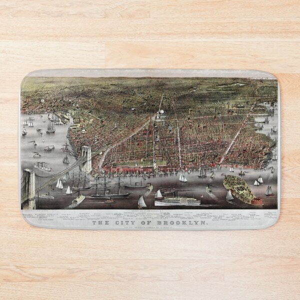 Item preview, Brooklyn map Birds Eye View vintage 1879 designed and sold by Glimmersmith.