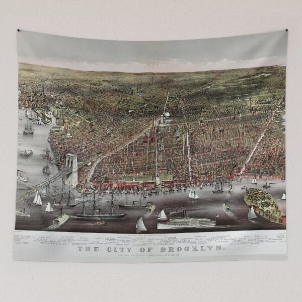 Item preview, Brooklyn map Birds Eye View vintage 1879 designed and sold by Glimmersmith.