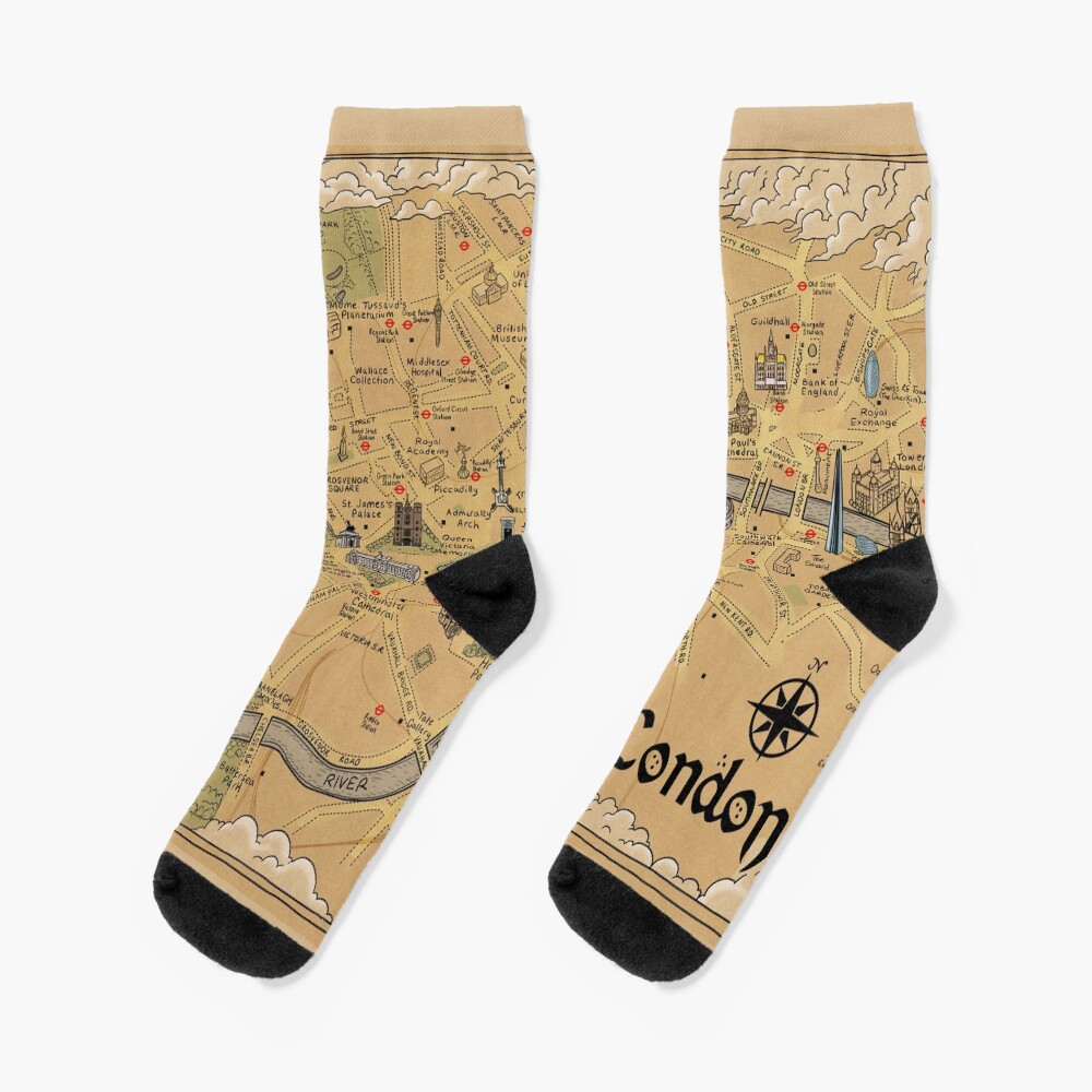 "Tolkien London Map" Socks for Sale by Milmino Redbubble