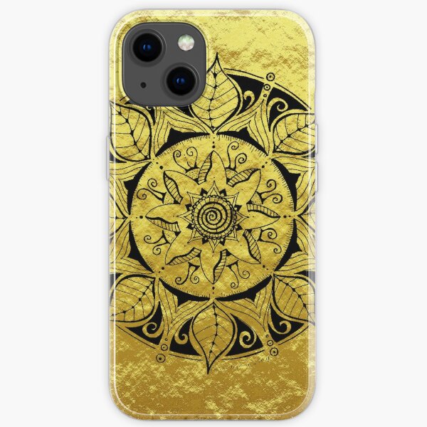Enchanting hand painted mandala on gold iPhone Soft Case