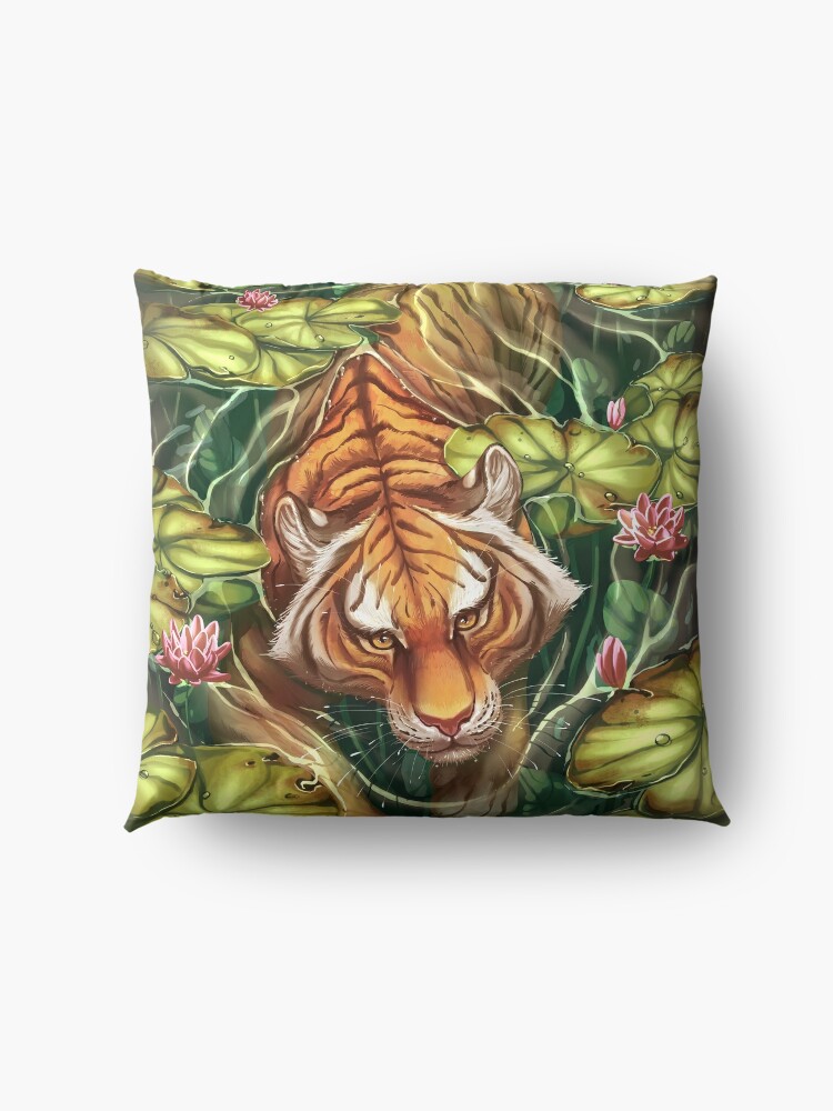 Alternate view of Tiger in the Lillies Floor Pillow