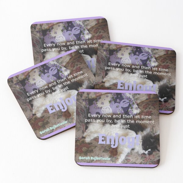 Item preview, Tuxedo Cat Purple Enjoy Inspirational Quote designed and sold by Sarah  Rajkotwala.